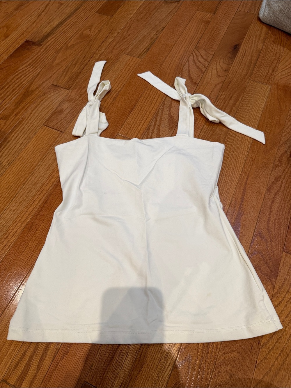 Susana Monaco Ivory White Stretchy Tank with Adjustable Tie Straps, Size S